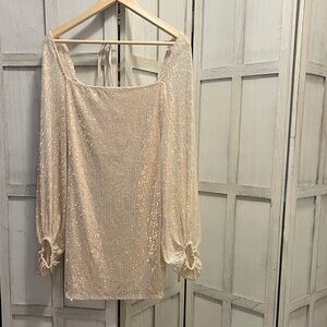 Sparkling Iridescent Sequin Dress with Long Sleeves